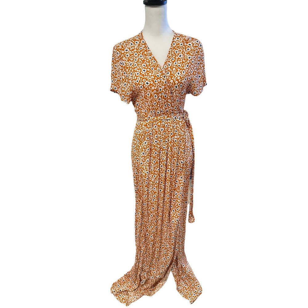 VICI Short Sleeve Dress Large White Orange